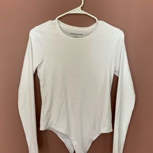 CK One Cotton Long Sleeve Bodysuit, White, Size M